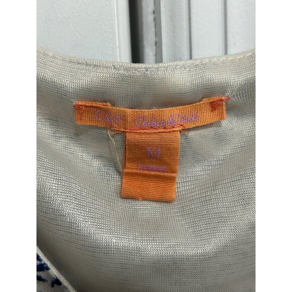 Chelsea & Violet Blue White Floral Jumpsuit Adjustable Straps Sz Medium - Picture 5 of 11